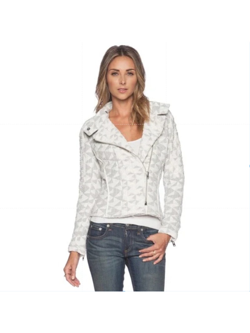 Iro Otavia Quilted Jacket Moto Raw Edge Asymmetric Zip Womens Xs (34) Msrp $610